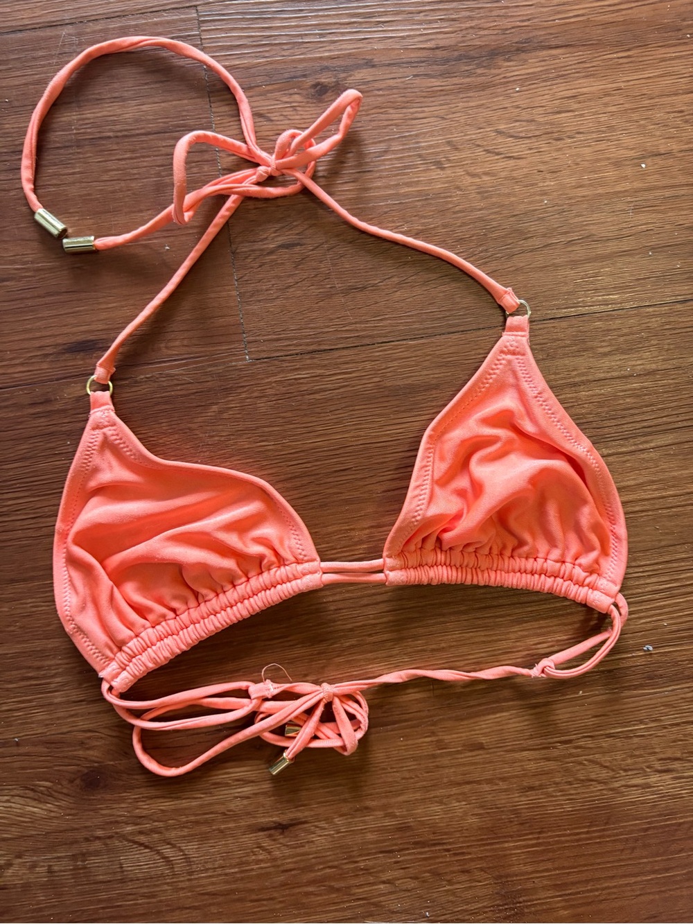 Triangle Tie-Back Bikini Top in Coral